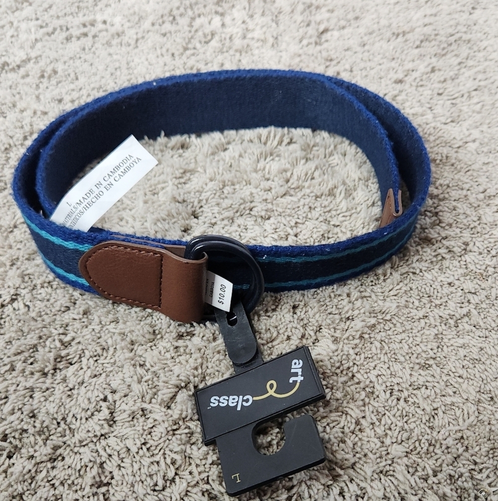 Kids' Reversible Striped Belt - art class Blue L - Picture 2 of 8